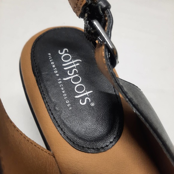 NWOB Softspots Neima pillow top technology Black Leather comfort Sandal. 9.5 - Picture 8 of 10